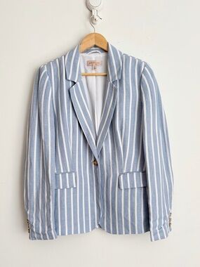 Philosophy Linen Blend Striped Blazer Coastal Chic Size L